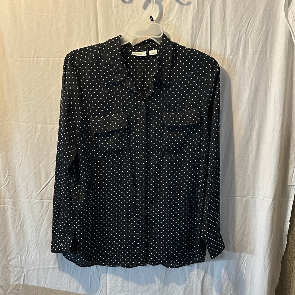 Liz Claiborne Black and White Polka Dot Shirt